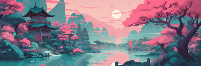 山川河流亭子手绘美景图,插画/手绘图,插画/手绘图库,插画/手绘图下载,插画/手绘